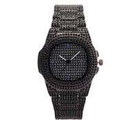 RORIOS Reloj Mujer con Piedras Brillantes Relojes de Acero Inoxidable Fecha & 30m Impermeable Trendy para Fiesta & Cotidiano Negro A