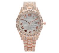 RORIOS Reloj Mujer con Piedras Strass Relojes Cuarzo de Acero Inoxidable Estilo Hip Hop Elegante Ideal para Cumpleaños Fiesta y Aniversario Oro Rosa