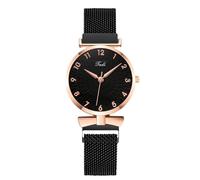 RORIOS Reloj Mujer Elegante con Esfera Floral 3D Pulsera de Metal Premium Relojes Cuarzo para Uso Diario Ocio & Fiestas Negro