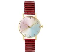 RORIOS Reloj Mujer Esfera Degradada Correa Extensible Acero Inoxidable Relojes Cuarzo Analógico Legible Uso Diario & Regalo Cumpleaños y Fiesta Rojo