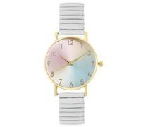 RORIOS Reloj Mujer Esfera Degradada Correa Extensible Acero Inoxidable Relojes Cuarzo Analógico Legible Uso Diario & Regalo Cumpleaños y Fiesta Blanco