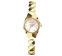 RORIOS Reloj Mujer Estiloso Decorado con Cristales Pulsera Geométrica 30m Impermeable Quarz Ligero para Cotidiano & Fiestas Oro Blanco