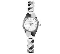 RORIOS Reloj Mujer Estiloso Decorado con Cristales Pulsera Geométrica 30m Impermeable Quarz Ligero para Cotidiano & Fiestas Plata Blanca