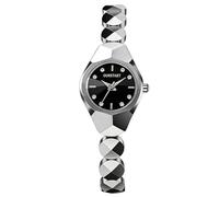 RORIOS Reloj Mujer Estiloso Decorado con Cristales Pulsera Geométrica 30m Impermeable Quarz Ligero para Cotidiano & Fiestas Negro Plata