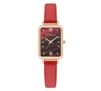 RORIOS Reloj Mujer Rectangular Elegante Caja Delgada & Correa Cuero Suave Relojes Retro de Moda para Cotidiano/Oficina/Fiestas Rojo