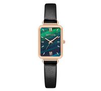 RORIOS Reloj Mujer Rectangular Elegante Caja Delgada & Correa Cuero Suave Relojes Retro de Moda para Cotidiano/Oficina/Fiestas Verde