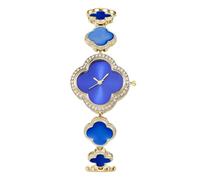 RORIOS Reloj Mujer Trébol Relojes Cuarzo Adornos Cristal & Pulsera Acero Elegante Regalo Ideal para Mujeres/Chicas Cumpleaños/Día la Madre Azul