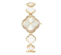 RORIOS Reloj Mujer Trébol Relojes Cuarzo Adornos Cristal & Pulsera Acero Elegante Regalo Ideal para Mujeres/Chicas Cumpleaños/Día la Madre Blanco