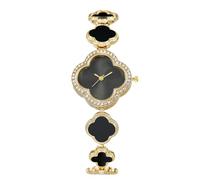 RORIOS Reloj Mujer Trébol Relojes Cuarzo Adornos Cristal & Pulsera Acero Elegante Regalo Ideal para Mujeres/Chicas Cumpleaños/Día la Madre Negro