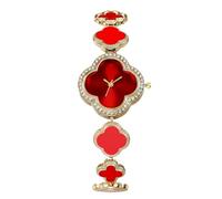 RORIOS Reloj Mujer Trébol Relojes Cuarzo Adornos Cristal & Pulsera Acero Elegante Regalo Ideal para Mujeres/Chicas Cumpleaños/Día la Madre Rojo