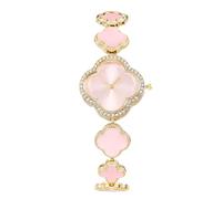 RORIOS Reloj Mujer Trébol Relojes Cuarzo Adornos Cristal & Pulsera Acero Elegante Regalo Ideal para Mujeres/Chicas Cumpleaños/Día la Madre Rosa