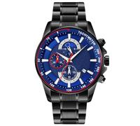 RORIOS - Reloj para Hombre, Impermeable, analógico, Cuarzo, con Acero Inoxidable, cronógrafo, Reloj Multifuncional para Hombres, Color Negro y Azul, Pulsera