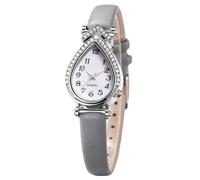RORIOS Reloj para Mujer con Esfera en Forma de Gota y Decoración Strass Estilos Esfera Relojes Elegante Gris A