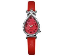 RORIOS Reloj para Mujer con Esfera en Forma de Gota y Decoración Strass Estilos Esfera Relojes Elegante Rojo A