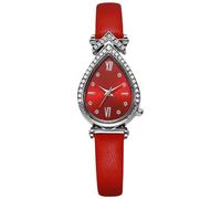 RORIOS Reloj para Mujer con Esfera en Forma de Gota y Decoración Strass Estilos Esfera Relojes Elegante Rojo