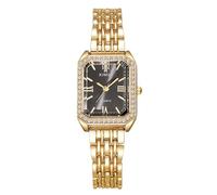 RORIOS Reloj para Mujer Quartz-Relojes de Moda con Esfera Cuadrada Dorada y Correa Metálica para Día & Fiestas Negro