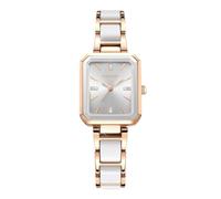 RORIOS Reloj Pulsera Cuadrado para Mujeres Correa de Metal Cuadrante Adornado con Diamantes Relojes Fashion y Elegantes Watch Blanco