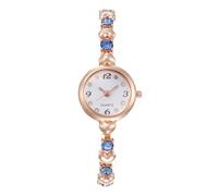 RORIOS Reloj Pulsera Fashion Mujer Movimiento Cuarzo Adorno Cristales Correa Metal Elegante Relojes Vestir para Mujeres Azul