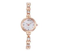 RORIOS Reloj Pulsera Fashion Mujer Movimiento Cuarzo Adorno Cristales Correa Metal Elegante Relojes Vestir para Mujeres Oro Rosa Blanco