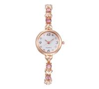 RORIOS Reloj Pulsera Fashion Mujer Movimiento Cuarzo Adorno Cristales Correa Metal Elegante Relojes Vestir para Mujeres Rosa