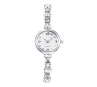 RORIOS Reloj Pulsera Fashion Mujer Movimiento Cuarzo Adorno Cristales Correa Metal Elegante Relojes Vestir para Mujeres Blanco Plateado