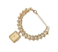 RORIOS Reloj Pulsera Mujeres Esfera Cuadrada Cadena Dorada Relojes Analógico de Cuarzo Impermeable para Fiestas Casual Regalo Amarillo