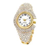 RORIOS Reloj Pulsera para Mujer con Cristales Relojes Cuarzo Incrustado Piedras Watch Fiesta & Diario de Moda Oro