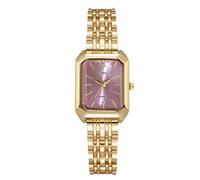 RORIOS Reloj Rectangular para Mujer Relojes con Pulsera de Acero Inoxidable Watch Cuarzo Uso Diario y Regalo Oro Morado