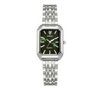 RORIOS Reloj Rectangular para Mujer Relojes con Pulsera de Acero Inoxidable Watch Cuarzo Uso Diario y Regalo Plata Verde