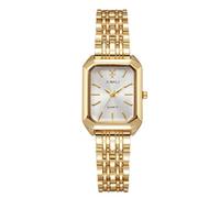 RORIOS Reloj Rectangular para Mujer Relojes con Pulsera de Acero Inoxidable Watch Cuarzo Uso Diario y Regalo Oro Blanco