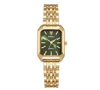 RORIOS Reloj Rectangular para Mujer Relojes con Pulsera de Acero Inoxidable Watch Cuarzo Uso Diario y Regalo Oro Verde
