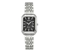 RORIOS Reloj Rectangular para Mujer Relojes con Pulsera de Acero Inoxidable Watch Cuarzo Uso Diario y Regalo Negro Plata