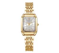RORIOS Reloj Rectangular para Mujer Relojes Pulsera Acero Inoxidable Moda Watch Cuarzo Elegante Vestir Casual Oro Blanco