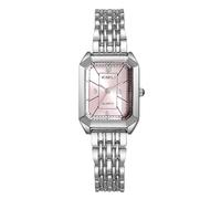 RORIOS Reloj Rectangular para Mujer Relojes Pulsera Acero Inoxidable Moda Watch Cuarzo Elegante Vestir Casual Rosa Plata