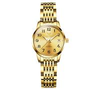 RORIOS Reloj Señoras Mecánico Relojes de Pulsera Elegante para Mujer Reloj Minimalista Automático Reloj Moda Acero Inoxidable Reloj Luminoso Calendario Oro