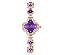 RORIOS Reloj Trébol de Cuatro Hojas Relojes Clásico Cuarzo con Correa Diamantes Pantalla Analógica Resistente para Mujer Morado