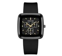 RORIOS Reloj Unisex Cronógrafo Analógico de Cuarzo Relojes Cuadrados con Correa Silicona Moda Deportiva Watches Impermeable Negro