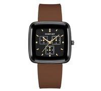 RORIOS Reloj Unisex Cronógrafo Analógico de Cuarzo Relojes Cuadrados con Correa Silicona Moda Deportiva Watches Impermeable Marrón