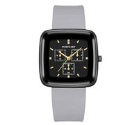 RORIOS Reloj Unisex Cronógrafo Analógico de Cuarzo Relojes Cuadrados con Correa Silicona Moda Deportiva Watches Impermeable Gris