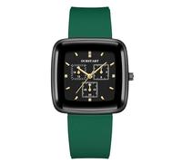 RORIOS Reloj Unisex Cronógrafo Analógico de Cuarzo Relojes Cuadrados con Correa Silicona Moda Deportiva Watches Impermeable Verde