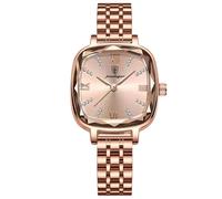 RORIOS Reloj Vintage de Mujer Relojes Sencillos Cuadrado Relojes de Pulsera Señora Elegante Reloj Analógico Cuarzo con Oro Rosa Correa de Acero Inoxidable Dorado
