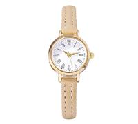 RORIOS Reloj Vintage Números Romanos para Mujer Delicada Reloj de Pulsera con Correa Cuero Elegante Watches Cuarzo Uso Diario Beige