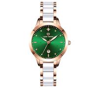 RORIOS Relojes Acero Inoxidable para Mujer Reloj Movimiento de Cuarzo Reloj Clásico Vestir Reloj de Pulsera Cerámica Señoras Reloj Luminoso Analógico