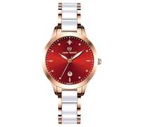 RORIOS Relojes Acero Inoxidable para Mujer Reloj Movimiento de Cuarzo Reloj Clásico Vestir Reloj de Pulsera Cerámica Señoras Reloj Luminoso Analógico