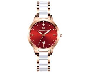 RORIOS Relojes Acero Inoxidable para Mujer Reloj Movimiento de Cuarzo Reloj Clásico Vestir Reloj de Pulsera Cerámica Señoras Reloj Luminoso Analógico