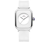 RORIOS Relojes Analógico Cuarzo de Pulsera para Mujer Reloj Señoras Minimalista Reloj Elegante Moda Reloj Acero Inoxidable Rectángulo Correa de Silicona Bianco