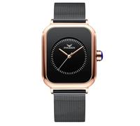 RORIOS Relojes Analógico Cuarzo de Pulsera para Mujer Reloj Señoras Minimalista Reloj Elegante Moda Reloj Acero Inoxidable Rectángulo Correa de Malla Nero Oro A