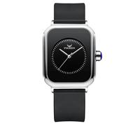 RORIOS Relojes Analógico Cuarzo de Pulsera para Mujer Reloj Señoras Minimalista Reloj Elegante Moda Reloj Acero Inoxidable Rectángulo Correa de Silicona Nero C