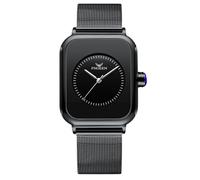 RORIOS Relojes Analógico Cuarzo de Pulsera para Mujer Reloj Señoras Minimalista Reloj Elegante Moda Reloj Acero Inoxidable Rectángulo Correa de Malla Nero