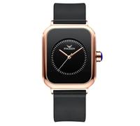 RORIOS Relojes Analógico Cuarzo de Pulsera para Mujer Reloj Señoras Minimalista Reloj Elegante Moda Reloj Acero Inoxidable Rectángulo Correa de Silicona Nero Oro B